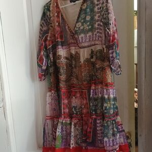 Colorful Patchwork Long Sleeve Dress